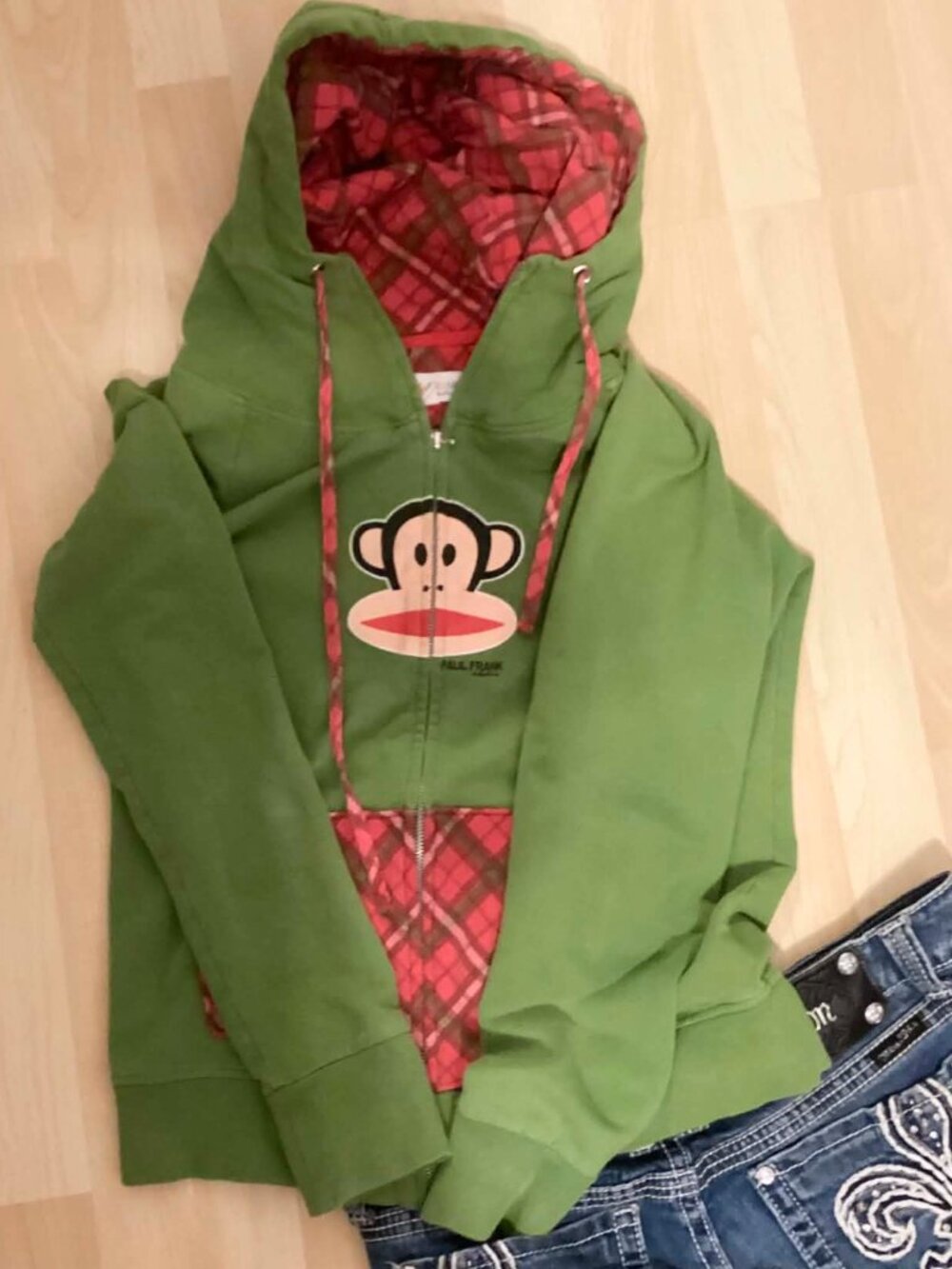 Y2K Paul Frank Plaid Zip-Up Hoodie